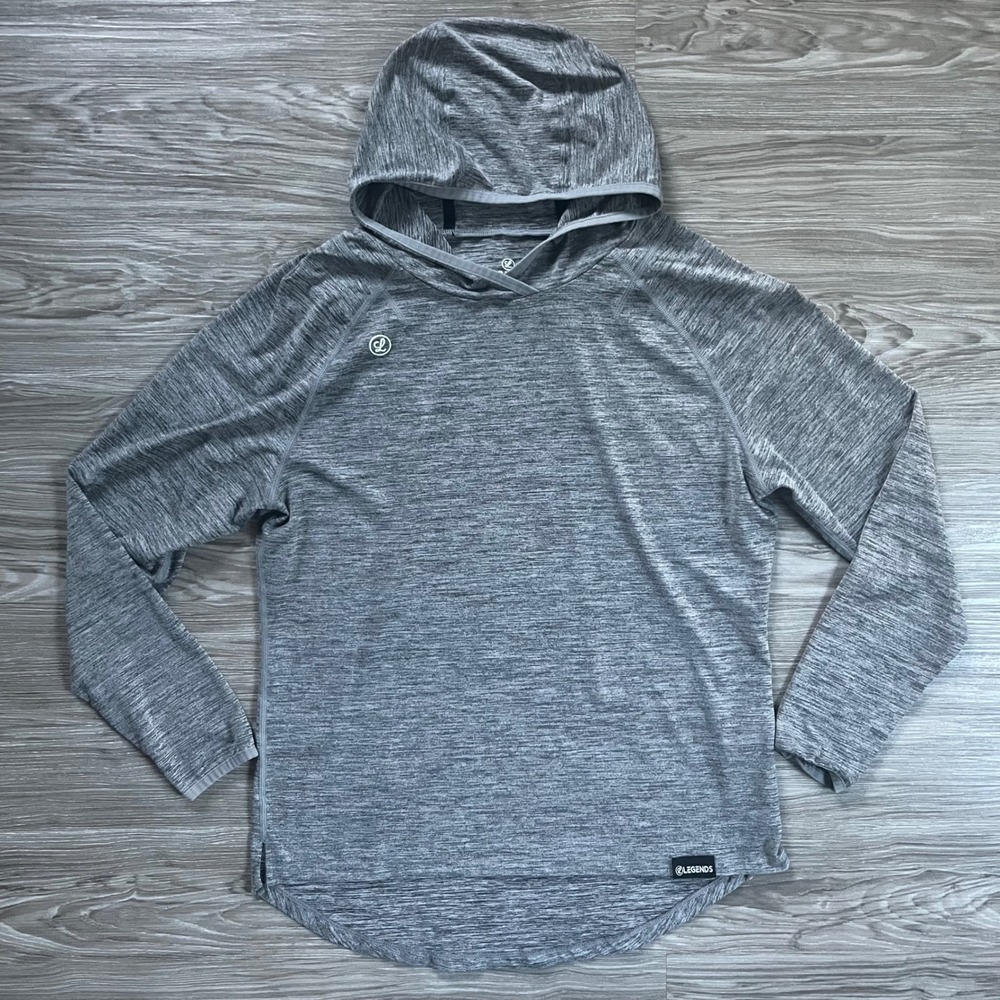 Legends Mens Heather Grey Performance Active Hoodie Raglan Sleeve Size M